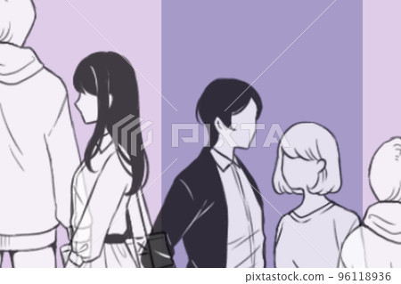 兩個相愛的男人和女人插畫 96118936
