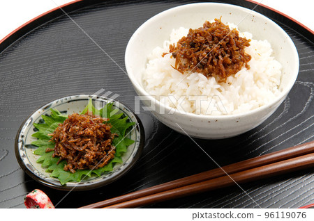 Japanese small fish dish, chirimen sansho pepper and rice 96119076
