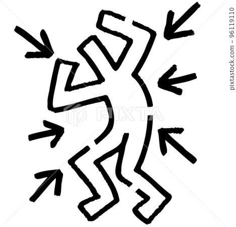 Stickman to be attacked. Hand drawn vector illustration. 96119110