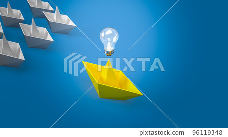 The creative thinking, yellow boat and light bulb for idea concept 3d rendering 96119348