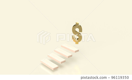 Business image, wood stairs to the gold dollar symbol 3d rendering 96119350