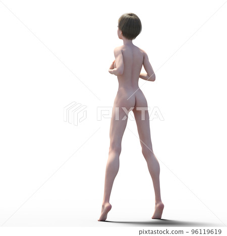 擺姿勢的女人裸體 perming3DCG 插圖素材 96119619