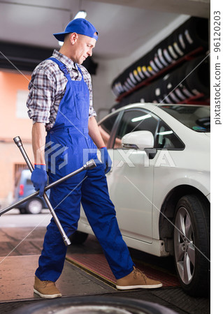 Portrait of mechanic in auto repair shop Portrait of mechanic in auto repair shop 96120203