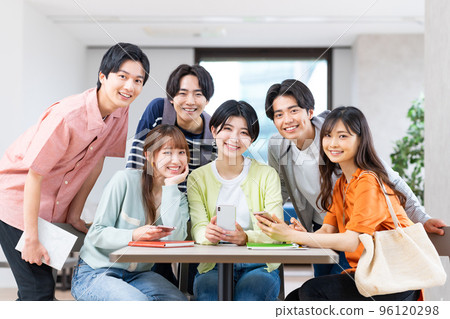 看智能手機的男女大學生 96120298