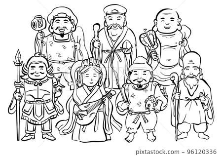 Illustration of the Seven Lucky Gods Set 1 color 96120336