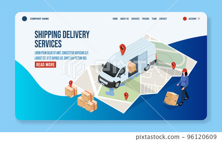 3D isometric Logistics and Delivery services concept with People delivering a box to a customer at home or office. Smart Logistics Business, Export and Import. Vector illustration eps10 3D isometric Logistics and Delivery services concept with People delivering a box to a customer at home or office. Smart Logistics Business, Export and Import. Vector illustration eps10 96120609