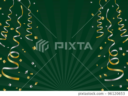 背景框架材料與絲帶和五彩紙屑飛綠、 金和銀 96120653