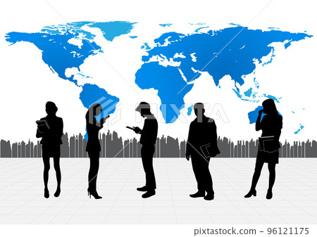 group Business people with map world background vector illustration 96121175
