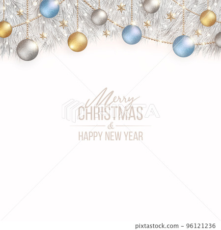 Shining silver Christmas tree and plain white background 96121236