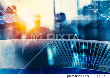 Silhouette of business people work together in office. Concept of teamwork and partnership. double exposure with network effects Silhouette of business people work together in office. Concept of teamwork and partnership. double exposure with network effects 96121549