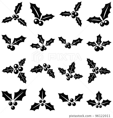 Set of holly berries in flat style isolated 96122011