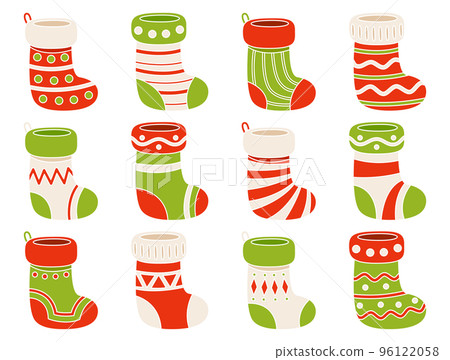 Set of Christmas Sock in flat style isolated 96122058