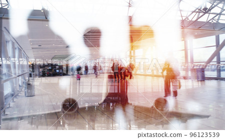 Modern airport with blur effects. double exposure 96123539
