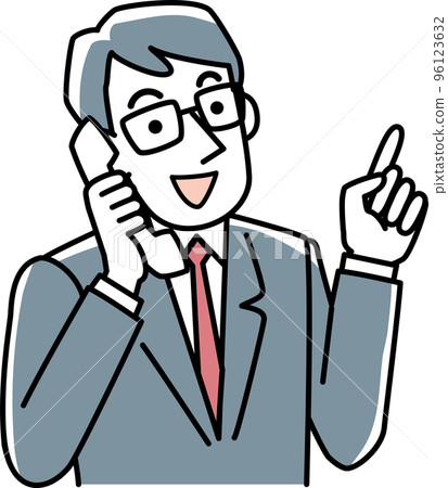 一個微笑的商人在電話裡說話的上半身 96123632
