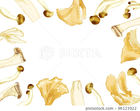 Hand-painted watercolor three kinds of mushroom illustration rectangular frame and enclosure 96123922