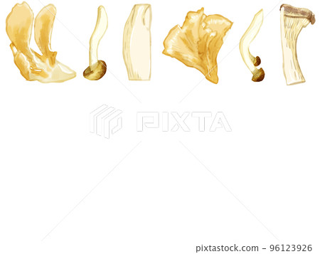 Hand-painted watercolor three kinds of mushroom illustration rectangular frame, top 96123926