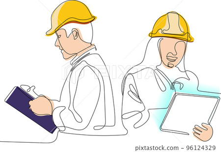 construction manager and engineer working on building site. Vector illustration construction manager and engineer working on building site. Vector illustration 96124329
