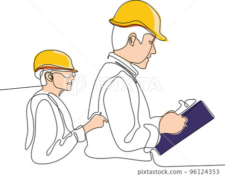 construction manager and engineer working on building site. Vector illustration construction manager and engineer working on building site. Vector illustration 96124353