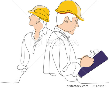 construction manager and engineer working on building site. Vector illustration 96124448
