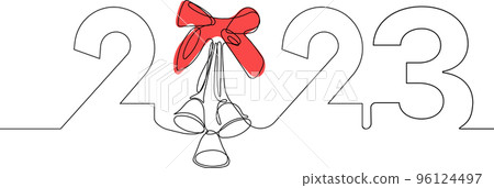 New 2023 Year is coming. Continuous one line drawing of new year sign on background happy new year merry christmas. Vector illustration  96124497