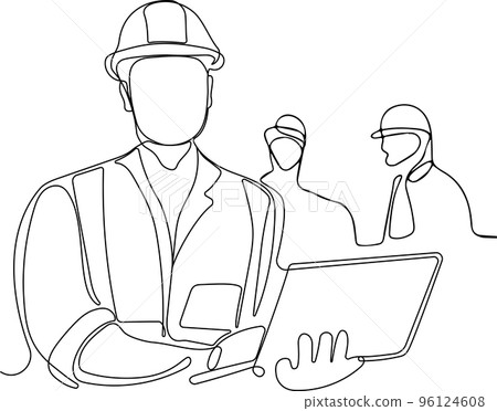 construction manager and engineer working on building site. Vector illustration 96124608