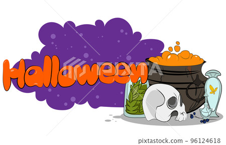 Happy Halloween banner or party invitation background with night clouds and pumpkins. Vector illustration. Full moon in the sky, spiders web and flying bats. Place for text Happy Halloween banner or party invitation background with night clouds and pumpkins. Vector illustration. Full moon in the sky, spiders web and flying bats. Place for text 96124618