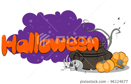 Happy Halloween banner or party invitation background with night clouds and pumpkins. Vector illustration. Full moon in the sky, spiders web and flying bats. Place for text Happy Halloween banner or party invitation background with night clouds and pumpkins. Vector illustration. Full moon in the sky, spiders web and flying bats. Place for text 96124677