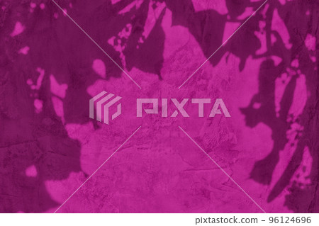 Shadow of leaves on pink concrete wall texture background 96124696