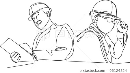 construction manager and engineer working on building site. Vector illustration 96124824