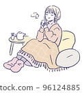 喝茶取暖的女孩 96124885