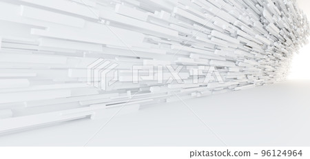 Luxury white abstract architectural minimalistic background. Contemporary showroom. Modern  exhibition stand. Empty gallery. Backlight. Polygonal Graphic Design. 3D illustration and rendering. 96124964