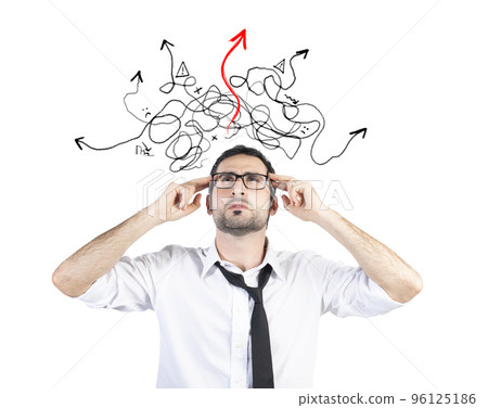 Confused businessman found the way of the solution 96125186