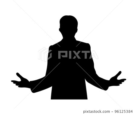 一個張開雙臂的商人的剪影 96125384