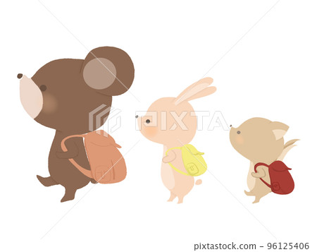 Illustration of animals going on a picnic No line 96125406