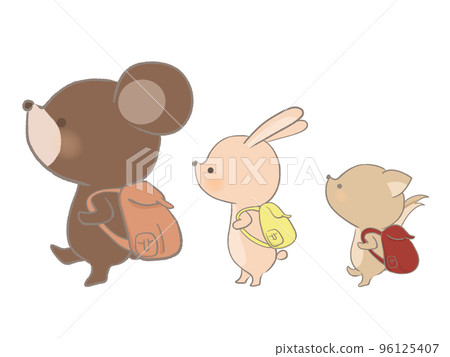 Illustration of animals going on a picnic Lined Illustration of animals going on a picnic Lined 96125407