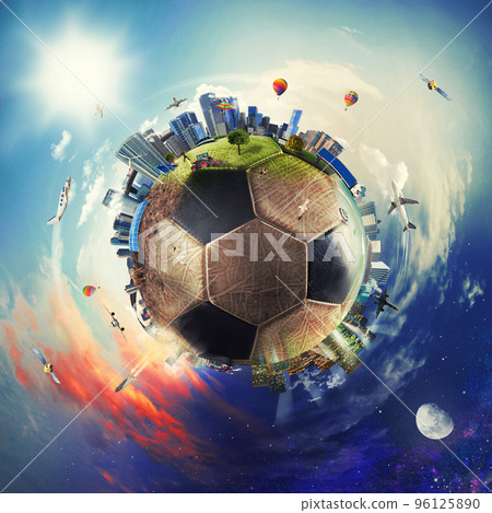 Global view of soccer world. football ball as a planet 96125890