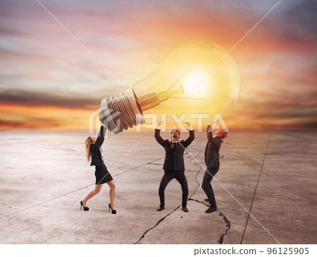 Business people hold a light bulb. concept of new idea and company startup 96125905