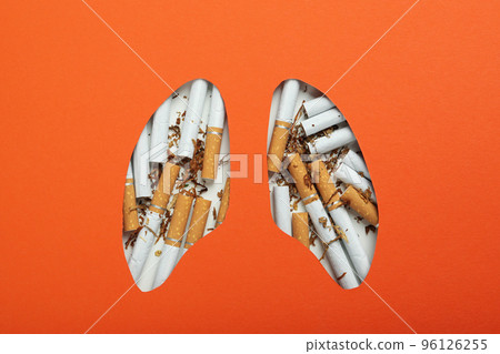 Lung health concept, harm of smoking on the lung 96126255