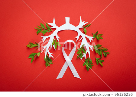 Lung Cancer Awareness month concept on red background Lung Cancer Awareness month concept on red background 96126256