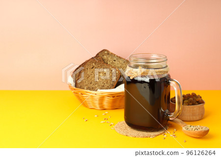 Concept of fresh drink, kvass, space for text Concept of fresh drink, kvass, space for text 96126264