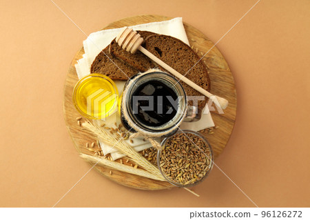 Concept of fresh drink, kvass, top view Concept of fresh drink, kvass, top view 96126272