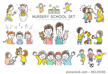 Vector illustration material: kindergarten, nursery school, person set 96126380