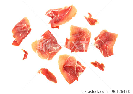 Concept of delicious Spanish cuisine - jamon, isolated on white background Concept of delicious Spanish cuisine - jamon, isolated on white background 96126438