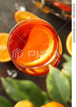 Concept of summer cocktail, Aperol Spritz, close up Concept of summer cocktail, Aperol Spritz, close up 96126476