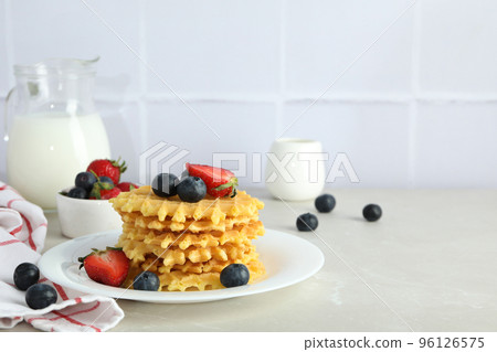 Concept of tasty food with wafers, space for text 96126575