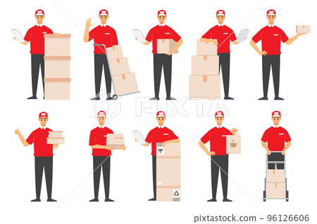 Delivery Man in uniform, man delivery courier Delivery Man in uniform, man delivery courier 96126606