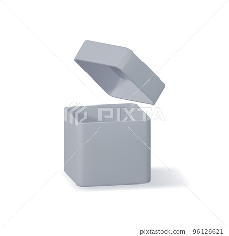 3D Grey Open Box Isolated on White 96126621