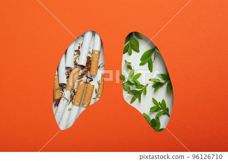 Lung health concept, harm of smoking on the lung 96126710