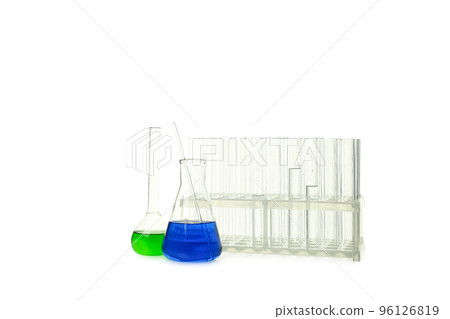 Concept of laboratory accessories, isolated on white background 96126819