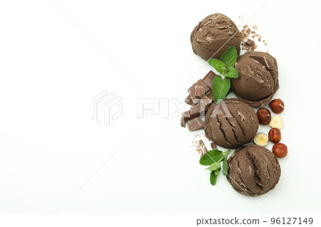 Concept of summer food, ice cream on white background Concept of summer food, ice cream on white background 96127149
